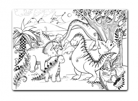 Plansa reutilizabila Funny Mat pentru colorat, model Jurassic World, 48x33.5 cm [2]