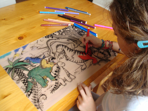 Plansa reutilizabila Funny Mat pentru colorat, model Jurassic World, 48x33.5 cm [1]