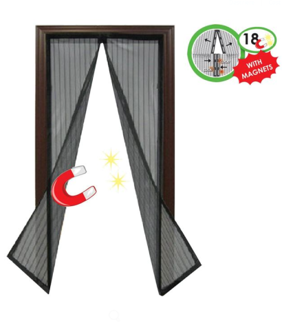 Casa si gradina - Plasa anti insecte magnetica pentru usa, neagra, 1.5x2.2 m