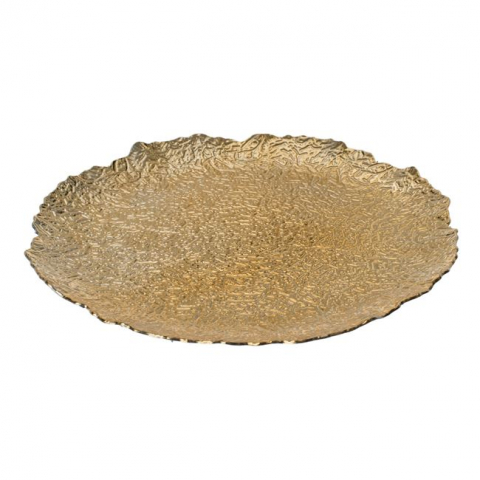 Platou rotund decorativ cu model asimietric,auriu,plastic,33 cm [1]