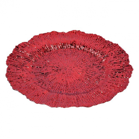 Platou rotund decorativ cu model asimietric,rosu,plastic,33 cm [1]
