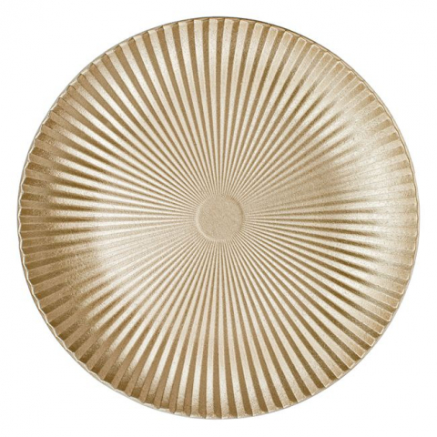 Articole pentru Craciun - Platou rotund decorativ cu model in relief,auriu,lemn,30 cm