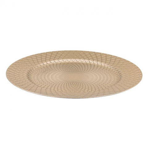 Platou rotund decorativ cu model in relief,bej,plastic,33 cm [1]