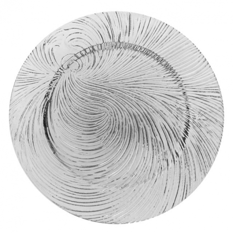 Articole pentru Craciun - Platou rotund decorativ cu model valuri in relief,argintiu,plastic,33 cm