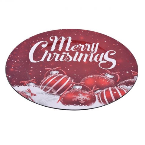 Platou rotund decorativ globulete,rosu,plastic,33 cm [1]