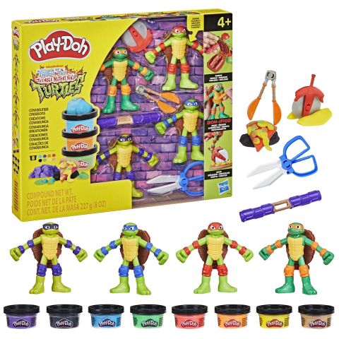 PLAY DOH POVESTIRI CU TESTOASE NINJA ADOLESCENTE MUTANTE SET PLASTELINA CREATII COWABUNGA [6]