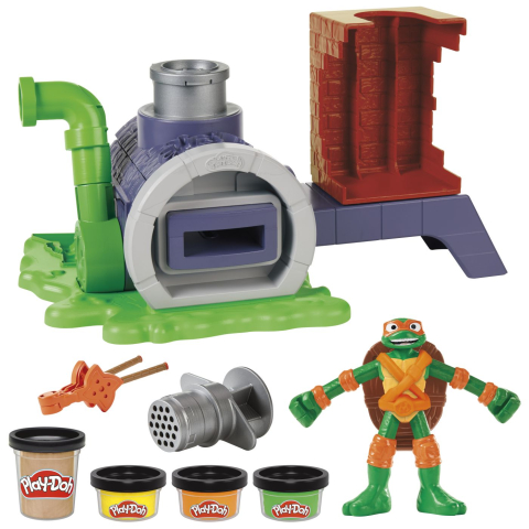 PLAY DOH POVESTIRI CU TESTOASE NINJA ADOLESCENTE MUTANTE SET PLASTELINA PIZZA TAIE SI ARUNCA [1]