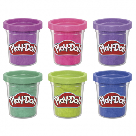 Play-Doh Set 6 Cutii Pasta Modelatoare Cu Sclipici [1]