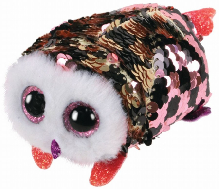 Jocuri si articole copii - Plus ty 10cm teeny tys bufnita roz checks cu paiete