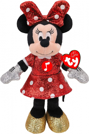 Jocuri si articole copii - Plus Ty 20cm Beanie Babies Disney Minnie cu Sclipici și Sunete