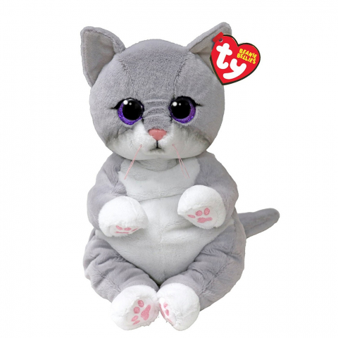 Jocuri si articole copii - Plus Ty 24Cm Beanie Bellies Pisicuta Gri Morgan