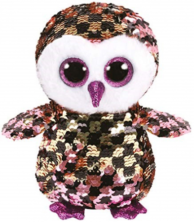 Jocuri si articole copii - Plus Ty, 24 cm, Boo's Bufniță cu Paiete