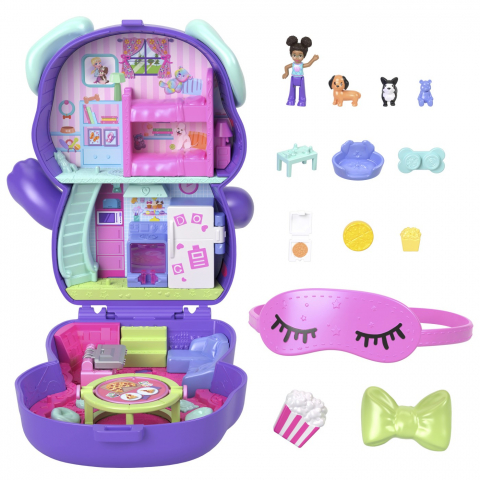 POLLY POCKET SET GENTUTA ANIMALUT CATELUS IN PIJAMA CU ACCESORII [1]