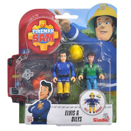 Figurine cu eroi si personaje - Pompierul Sam Set Figurine Elvis și Dilys 7.5cm 