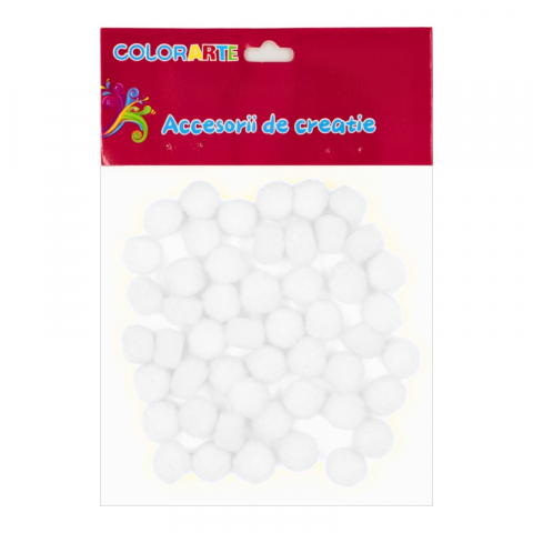 Produse art & craft-Lucru manual - Pompoane cu diametru 10 mm,alb,50 bucati/set