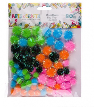 Pompoane cu sclipici multicolore 1-2 cm-80 bucati [2]