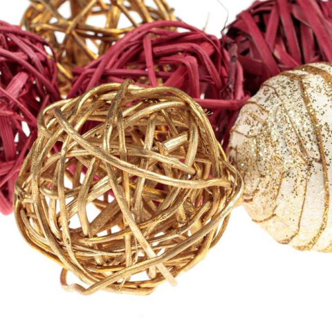 Potpourri sfera decorativ pentru Craciun,rosu-auriu,6 bucati/set [1]