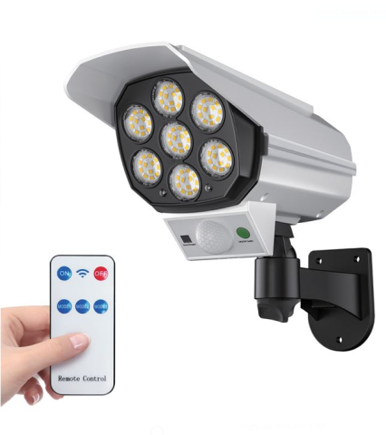 Felinare, stalpi si lampi solare - Proiector solar cu LED montare pe perete cu telecomanda si senzor de miscare, 18x18x20 cm