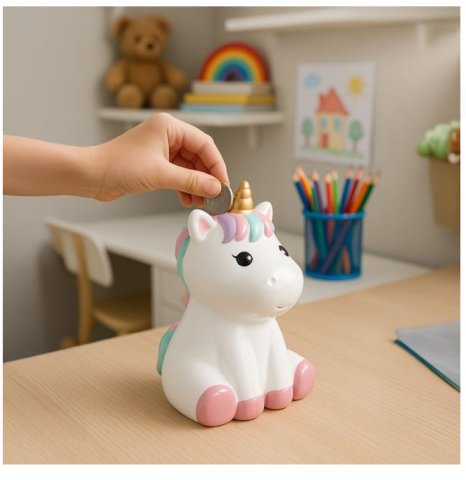 Pusculita din ceramica pentru fetite model Unicorn, 12x12x19 cm [1]