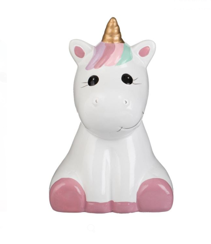 Jocuri si articole copii - Pusculita din ceramica pentru fetite model Unicorn, 12x12x19 cm