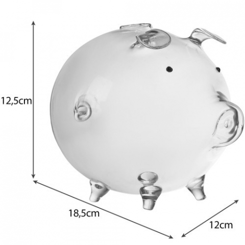 Pusculita Piggy din sticla pentru monede,transparent,12.5x18.5x12 cm [2]
