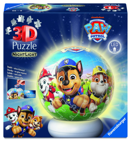 Puzzle personaje - PUZZLE 3D GLOB PATRULA CATELUSILOR CU LED