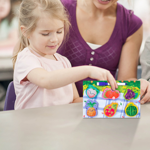 Puzzle 3D incastru din lemn cu marker si tabla de scris pe verso,diverse modele,22x15 cm [9]