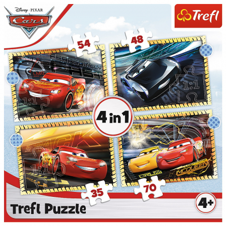 Puzzle 4 în 1 Cars - Pe Locuri  [5]