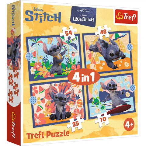 Jocuri si articole copii - PUZZLE 4IN1 DISNEY LILO SI STITCH VACANTA IN HAWAII