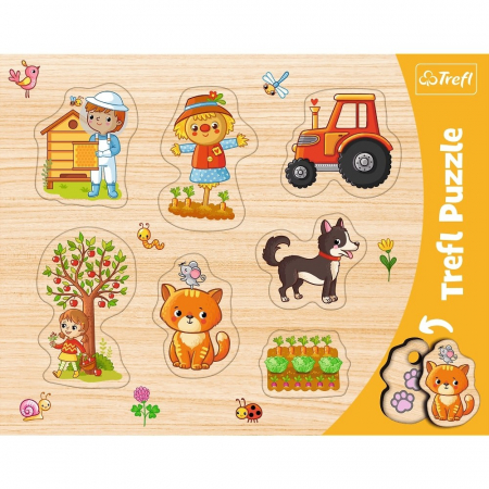 Puzzle copii - Puzzle Animale Domestice cu Butoni