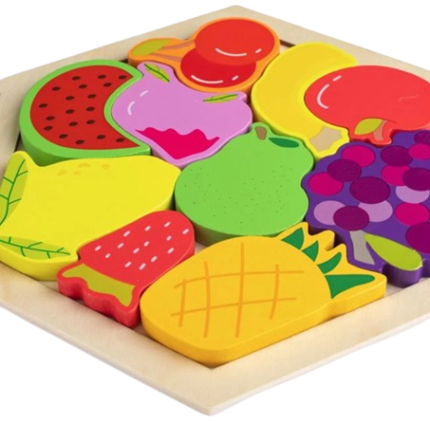 Puzzle din lemn 3D Fructe, 9 piese, 17x17 cm [2]