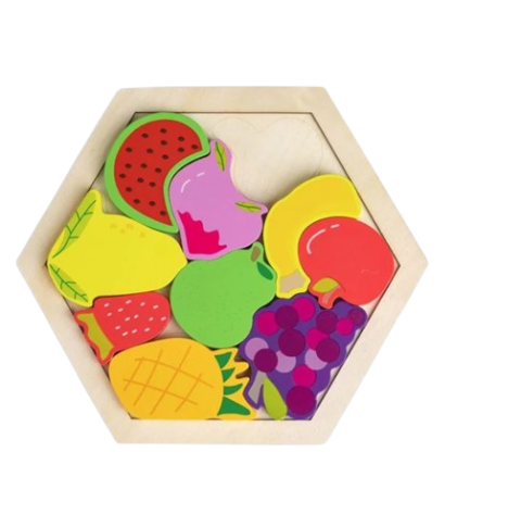Puzzle din lemn 3D Fructe, 9 piese, 17x17 cm [1]