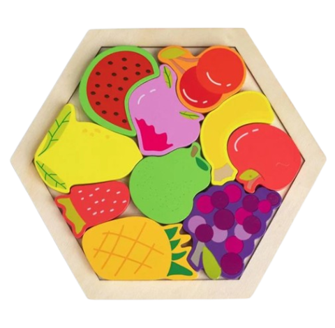 Puzzle - Puzzle din lemn 3D Fructe, 9 piese, 17x17 cm