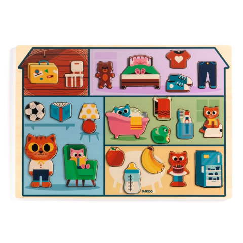 Puzzle din lemn Acasa, Djeco [1]