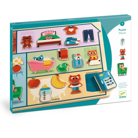 Idei de Cadouri Adulti si Copii - Puzzle din lemn Acasa, Djeco