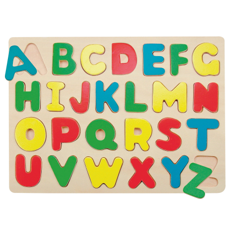 Puzzle lemn - Puzzle din lemn – Alfabet colorat, jucărie educativă pentru copii