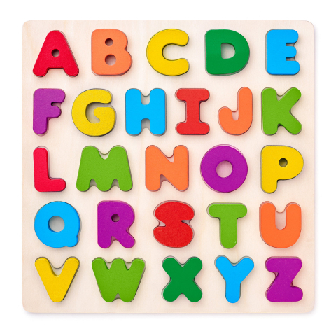 Puzzle lemn - Puzzle din lemn – Alfabet A–Z, litere mari, 26 piese educative