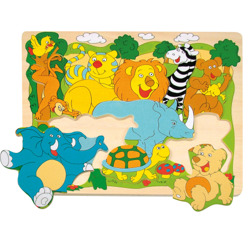 Puzzle lemn - Puzzle din lemn – Animale africane, puzzle educativ