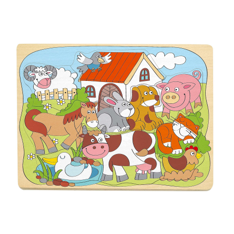 Puzzle lemn - Puzzle din lemn – Animale de la fermă (10 piese)
