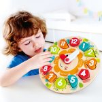 Puzzle din lemn ceas educativ pentru copii – sortator forme și cifre [2]