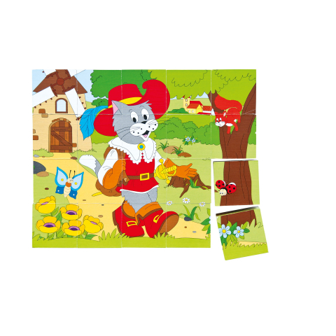 Puzzle lemn - Puzzle din lemn cuburi – Basme 4x5, 6 imagini