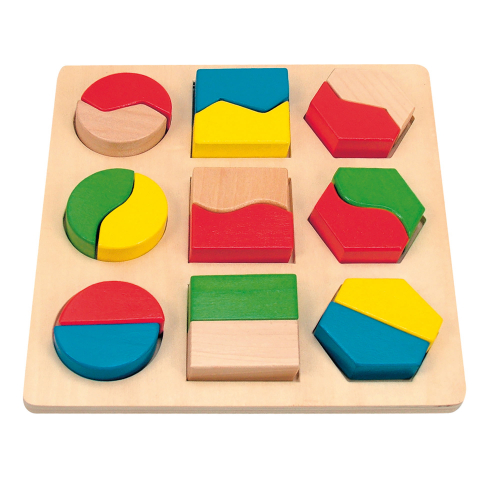 Puzzle lemn - Puzzle din lemn – Forme și culori, puzzle 3D educativ copii 2+