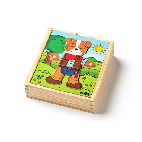 Puzzle din lemn – Îmbracă cățelul, joc educativ cu 18 piese [1]
