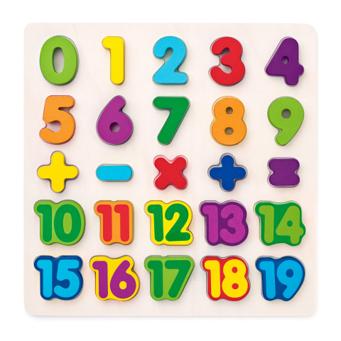 Puzzle lemn - Puzzle din lemn – Matematică și numere 1–20, 25 piese educative