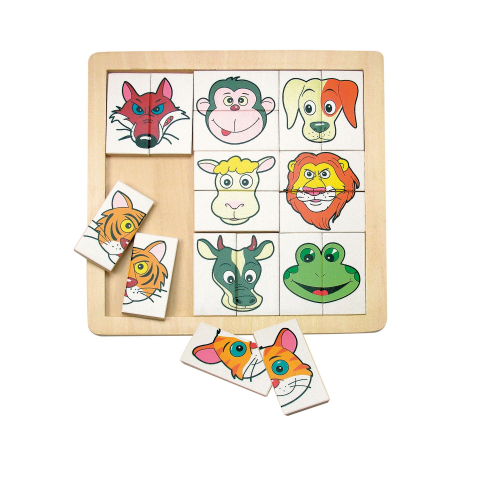Puzzle lemn - Puzzle din lemn – Portrete de animale, puzzle educativ 2 piese