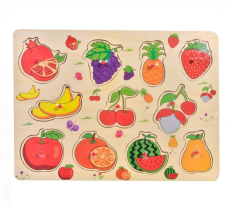 Puzzle lemn - Puzzle Fructe cu Butoni Lemn| AtelierulFamiliei