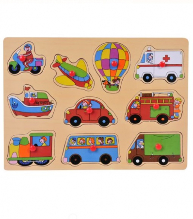 Puzzle - Puzzle Mijloace de Transport cu Butoni| AtelierulFamiliei