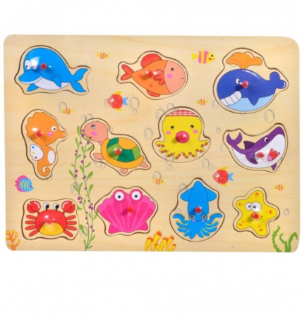 Puzzle - Puzzle Vietăți Marine cu Butoni| AtelierulFamiliei