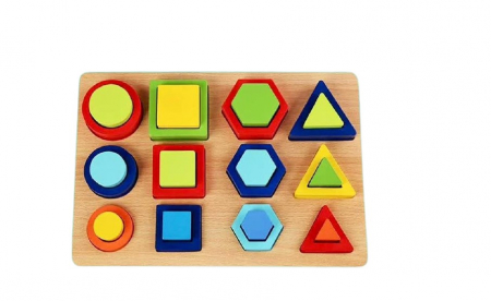 Jocuri si articole copii - Puzzle incastru 3D 12 Forme Geometrice
