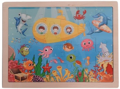Puzzle - Puzzle lemn,submarin si vietati marine,24 piese ,+3 ani